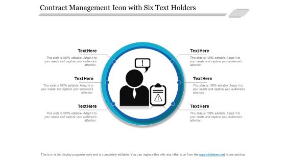 Contract Management Icon With Six Text Holders Ppt PowerPoint Presentation Model Clipart Images