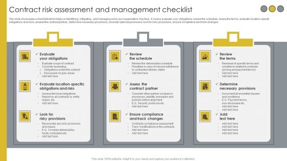 Contract Risk Assessment And Management Checklist Ideas PDF