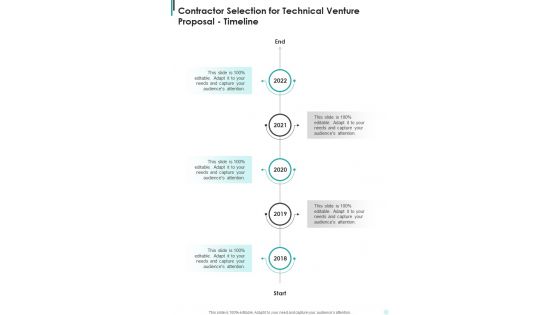 Contractor Selection For Technical Venture Proposal Timeline One Pager Sample Example Document