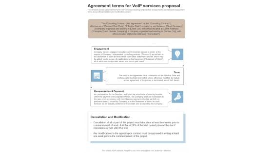 Contractors Bid For Voip Services Agreement Terms For Voip Services One Pager Sample Example Document Contractors Bid For Voip Services Agreement Terms For Voip Services One Pager Sample Example Document