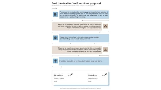 Contractors Bid For Voip Services Seal The Deal For Voip Services One Pager Sample Example Document