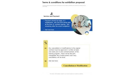 Contractors Bid Proposal For Organizing Exhibitions Terms And Conditions For Exhibition Proposal One Pager Sample Example Document