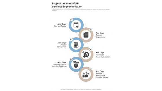 Contractors Bid Proposal For Voip Services Project Timeline Voip Services One Pager Sample Example Document Contractors Bid Proposal For Voip Services Project Timeline Voip Services One Pager Sample Example Document