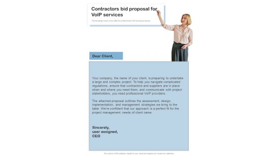 Contractors Bid Proposal For Voip Services Slide2 One Pager Sample Example Document Contractors Bid Proposal For Voip Services Slide2 One Pager Sample Example Document