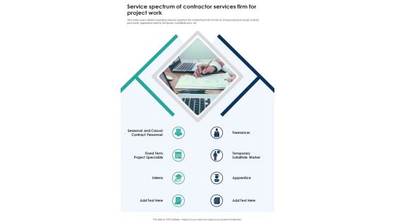 Contractual Services Service Spectrum Of Contractor Services Firm One Pager Sample Example Document Contractual Services Service Spectrum Of Contractor Services Firm One Pager Sample Example Document