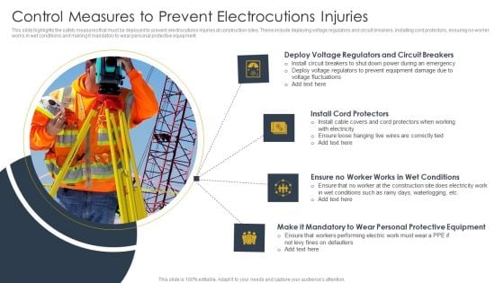 Control Measures To Prevent Electrocutions Injuries Construction Site Safety Plan Clipart PDF