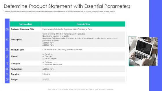 Controlling And Innovating Product Leader Responsibilities Determine Product Statement With Essential Parameters Ideas Pdf