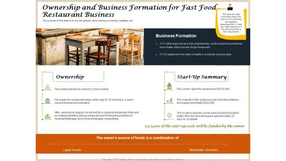 Convenience Food Business Plan Ownership And Business Formation For Fast Food Restaurant Business Themes PDF
