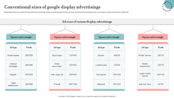Conventional Sizes Of Google Display Advertisings Brochure PDF