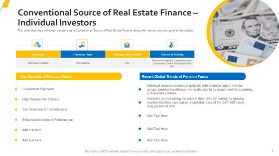 Conventional Source Of Real Estate Finance Individual Investors Demonstration PDF