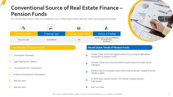 Conventional Source Of Real Estate Finance Pension Funds Mockup PDF