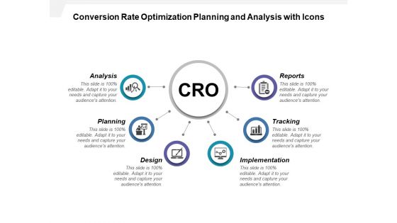 Conversion Rate Optimization Planning And Analysis With Icons Ppt PowerPoint Presentation Slides Aids PDF