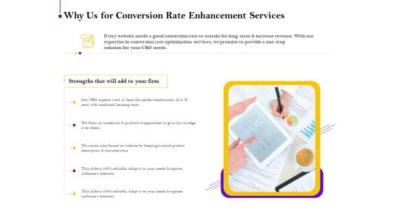 Conversion Rate Optimization Why Us For Conversion Rate Enhancement Services Ppt Visuals PDF