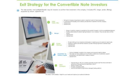 Convertible Bonds Pitch Deck For Increasing Capitals Exit Strategy For The Convertible Note Investors Ideas PDF