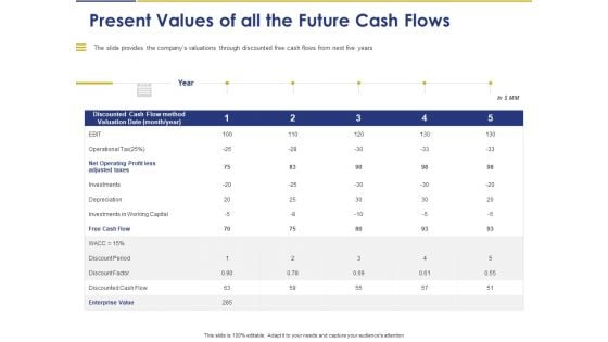 Convertible Note Pitch Deck Funding Strategy Present Values Of All The Future Cash Flows Formats Ppt PowerPoint Presentation Portfolio Backgrounds PDF