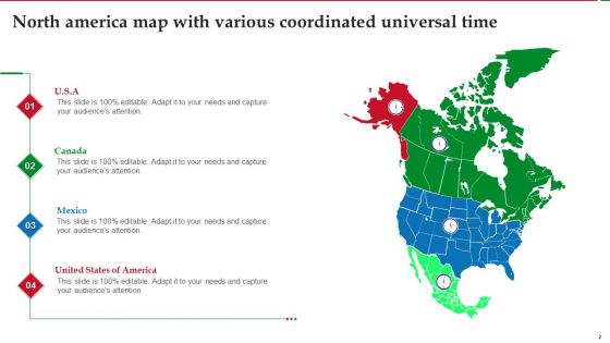Coordinated Universal Time Map Of North America Ppt PowerPoint Presentation Complete Deck With Slides