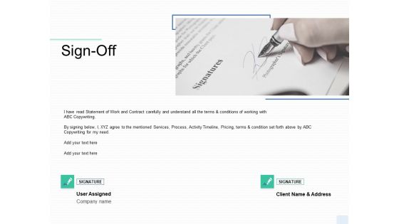Copywriting Service Sign Off Ppt Portfolio Brochure PDF