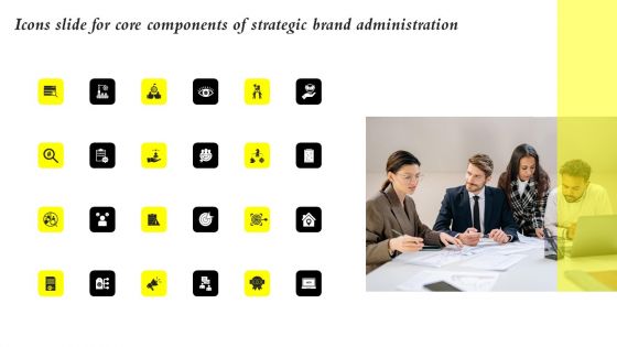 Core Components Of Strategic Brand Administration Icons Slide For Core Components Themes PDF