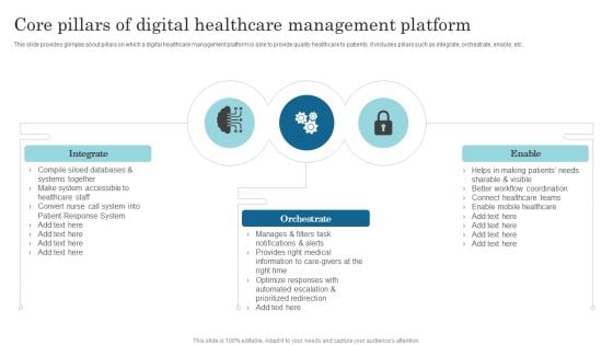 Core Pillars Of Digital Healthcare Management Platform Topics PDF