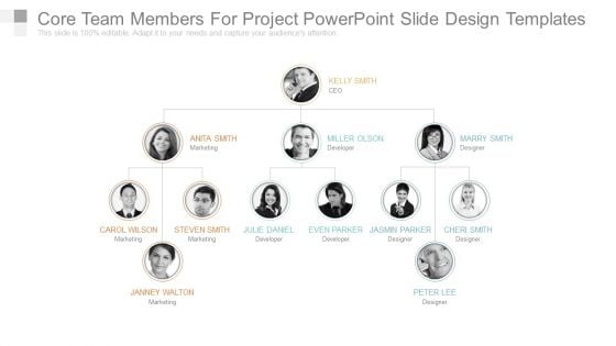 Core Team Members For Project Powerpoint Slide Design Templates