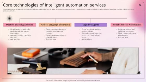 Core Technologies Of Intelligent Automation Services Slides PDF