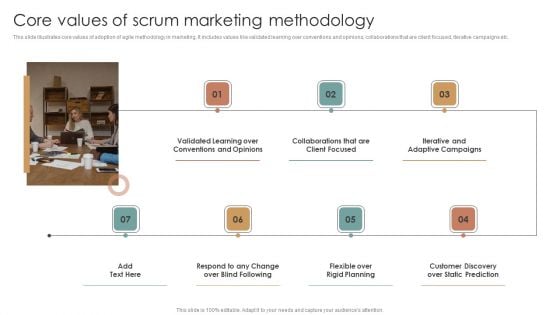 Core Values Of Scrum Marketing Methodology Brochure PDF