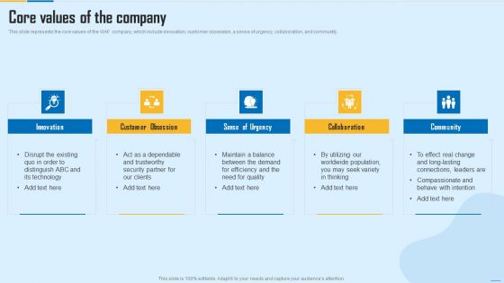 Core Values Of The Company WAF Platform Microsoft PDF