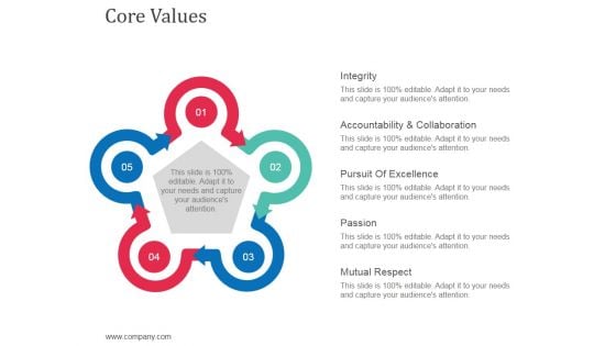 Core Values Template 2 Ppt Powerpoint Presentation Ideas Show