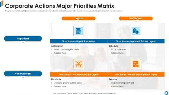 Corporate Actions Major Priorities Matrix Portrait PDF