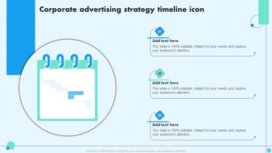 Corporate Advertising Strategy Timeline Icon Graphics PDF