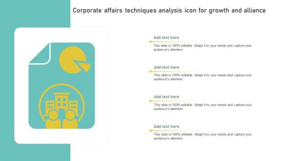 Corporate Affairs Techniques Analysis Icon For Growth And Alliance Topics PDF