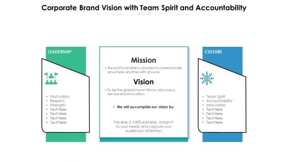 Corporate Brand Vision With Team Spirit And Accountability Ppt PowerPoint Presentation File Background Image PDF