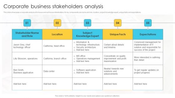 Corporate Business Stakeholders Analysis Background PDF