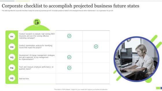 Corporate Checklist To Accomplish Projected Business Future States Professional PDF Corporate Checklist To Accomplish Projected Business Future States Professional PDF