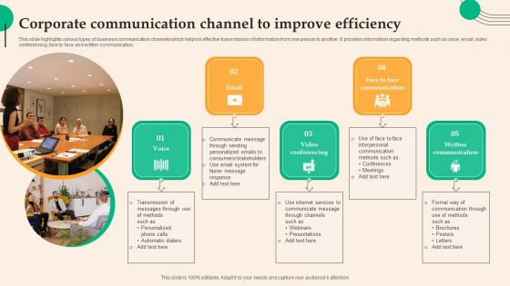 Corporate Communication Channel To Improve Efficiency Diagrams PDF