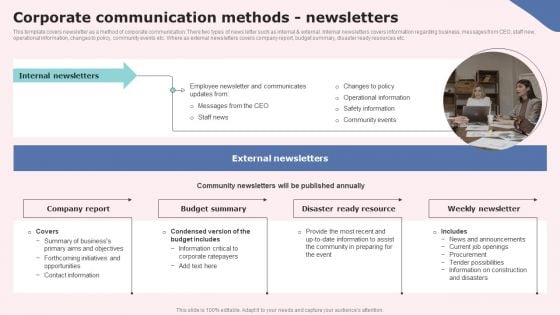 Corporate Communication Methods Newsletters Brochure PDF