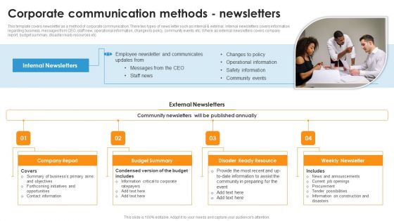 Corporate Communication Methods Newsletters Ppt Outline Slides PDF