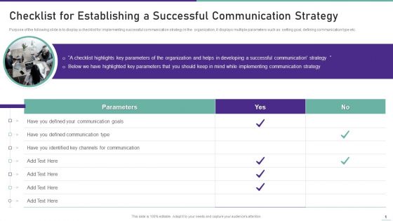 Corporate Communication Playbook Checklist For Establishing A Successful Communication Diagrams PDF