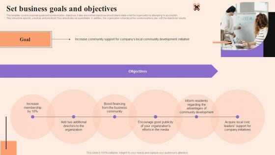Corporate Communication Strategy Set Business Goals And Objectives Background PDF Corporate Communication Strategy Set Business Goals And Objectives Background PDF