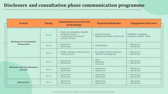 Corporate Communications Disclosure And Consultation Phase Communication Programme Mockup PDF Corporate Communications Disclosure And Consultation Phase Communication Programme Mockup PDF