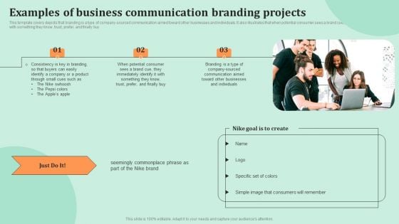 Corporate Communications Examples Of Business Communication Branding Projects Template PDF