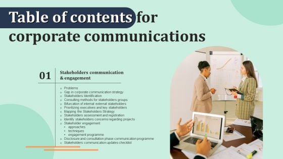 Corporate Communications Table Of Contents Information PDF