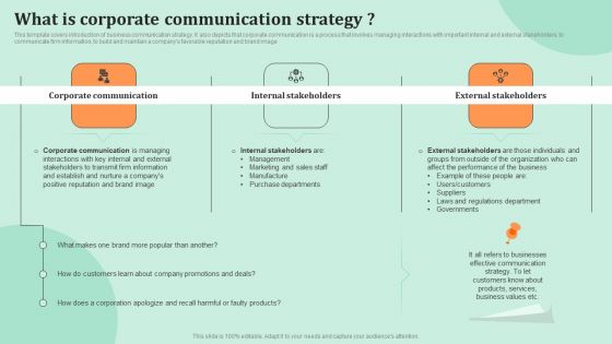 Corporate Communications What Is Corporate Communication Strategy Elements PDF