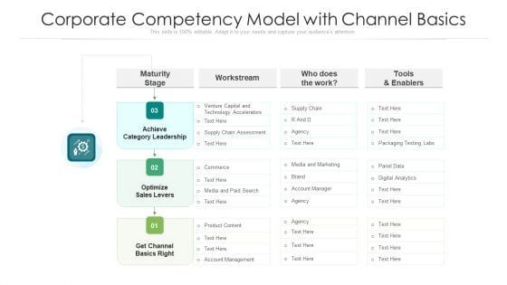 Corporate Competency Model With Channel Basics Ppt Infographic Template Backgrounds PDF
