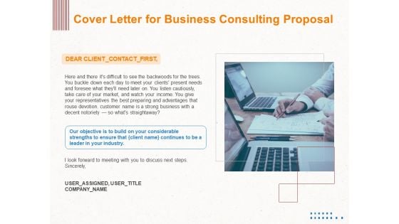 Corporate Consulting Cover Letter For Business Consulting Proposal Ppt File Visual Aids PDF