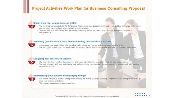 Corporate Consulting Project Activities Work Plan For Business Consulting Proposal Inspiration PDF