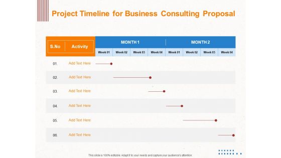 Corporate Consulting Project Timeline For Business Consulting Proposal Ppt Infographics Example PDF