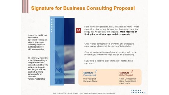 Corporate Consulting Signature For Business Consulting Proposal Ppt Infographics Design Templates PDF