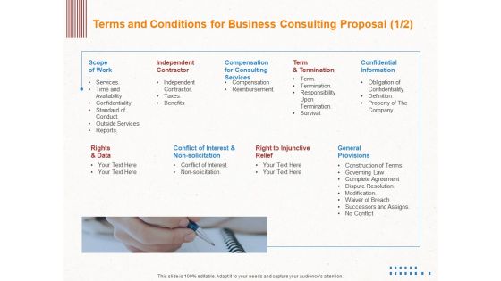Corporate Consulting Terms And Conditions For Business Consulting Proposal General Portrait PDF