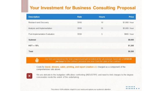 Corporate Consulting Your Investment For Business Consulting Proposal Ppt Summary Vector PDF Corporate Consulting Your Investment For Business Consulting Proposal Ppt Summary Vector PDF